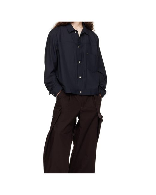Sacai Black Pleated Pocket Jacket for men