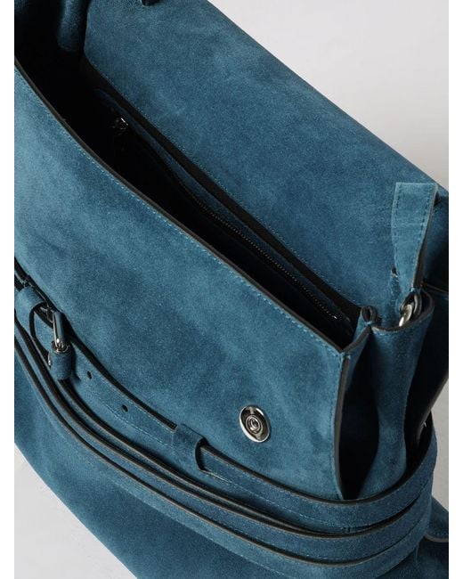Moschino Blue Buckle-Detail Suede Tote Bag