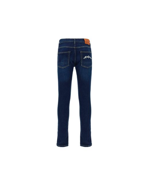 McQueen Blue Logo Skinny Jeans for men