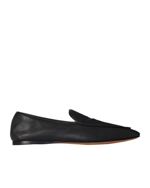 The Row Black Awar Leather Flat Loafers