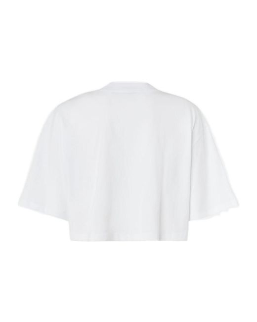 Pinko White Logo Embroidered Crewneck T-Shirt
