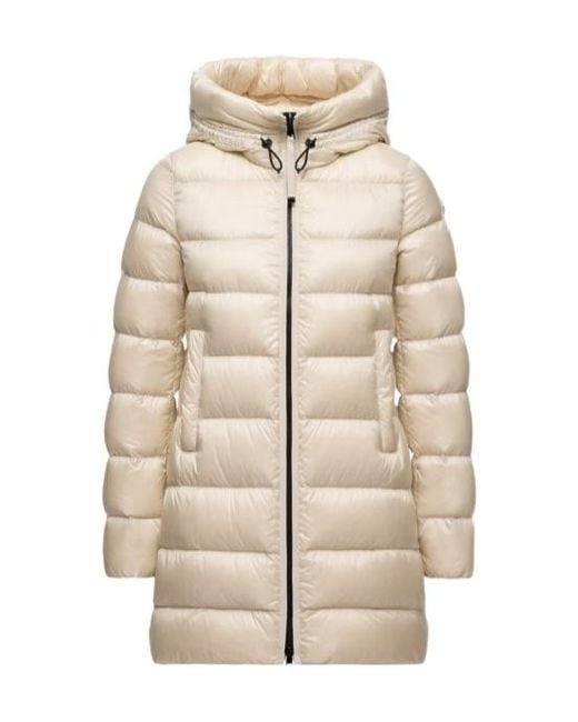 Moncler Natural Zip-Up Quilted Coat