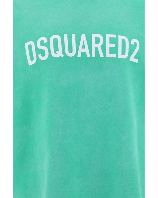 DSquared² Green Drop-Shoulder Cotton T-Shirt for men