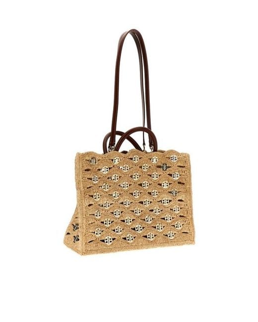 Rabanne Metallic Rabanne Eyelet Raffia Tote Bag