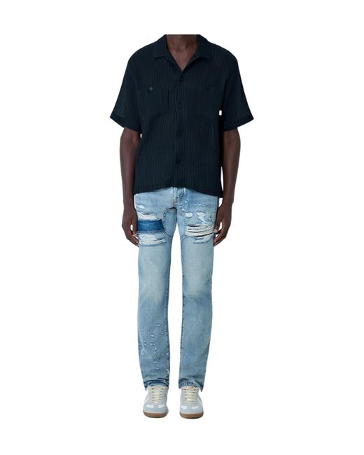 GALLERY DEPT. Blue Playground Ribbed Short-Sleeve Shirt for men