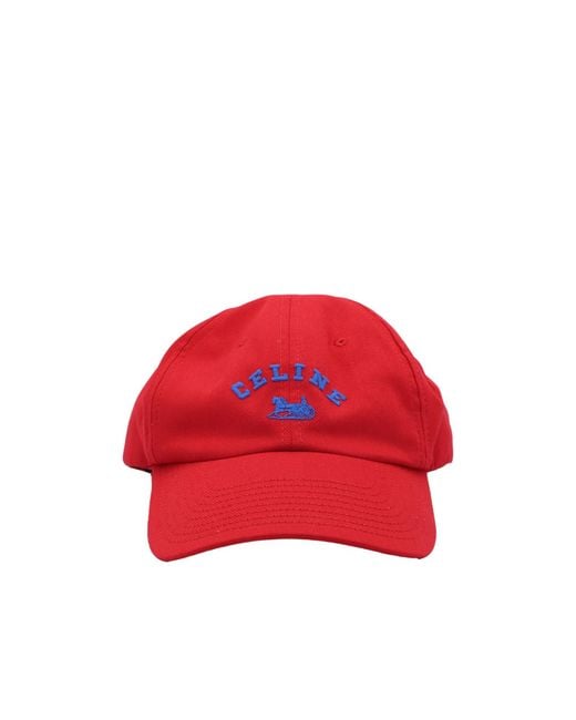 Céline Red Logo Hat for men