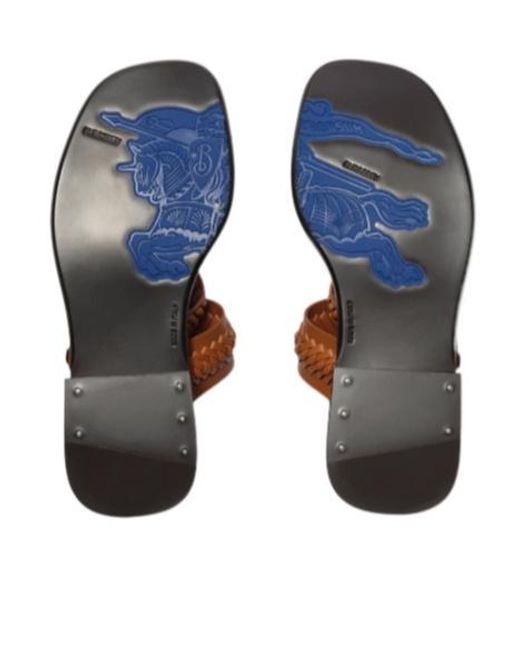 Burberry Brown Baez Whipstitch Flat Sandals
