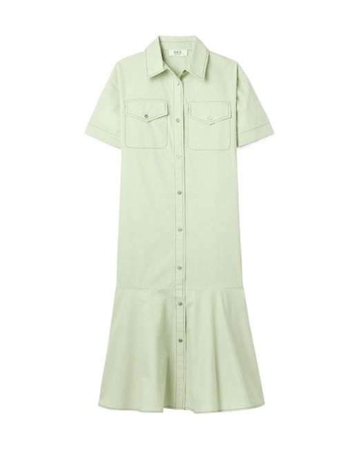 Sea Green Sullivan Cotton-Poplin Midi Shirt Dress