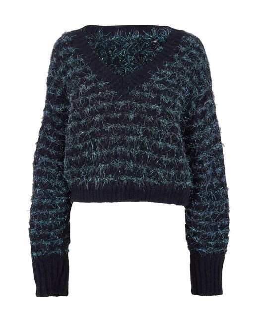 Boss Blue Cropped Knit Top