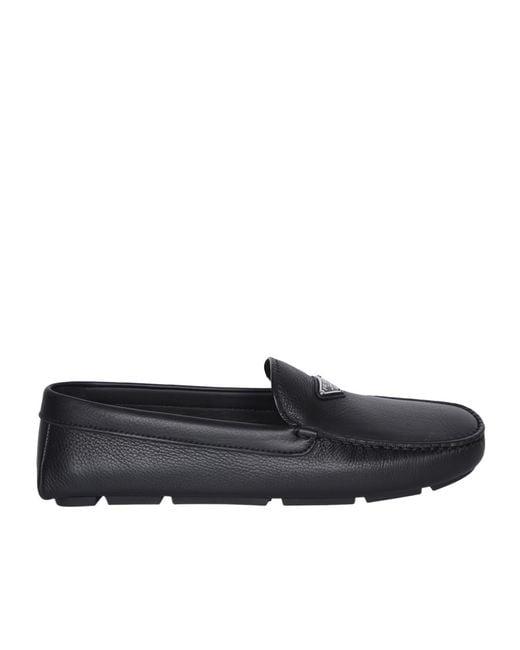 Prada Black Round Head Loafer Shoes for men