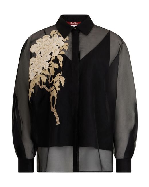 Max Mara Black Studio Libbra Floral Patterned Top