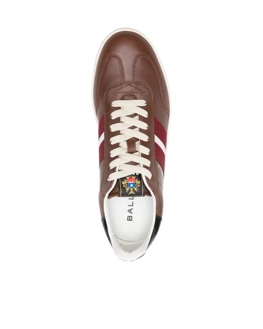 Bally Brown Stripe-Detail Sneakers for men