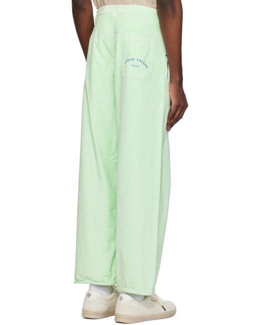 Stone Island Green Straight-Leg Cotton Trousers for men