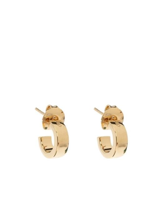 MM6 by Maison Margiela Metallic Engraved Logo Hoop Earrings