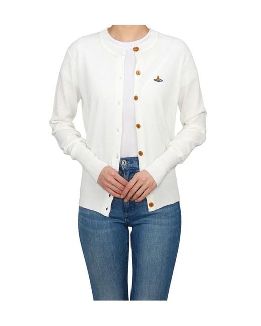Vivienne Westwood White Long-Sleeved Knitted Cardigan