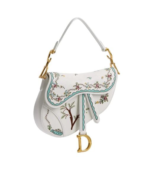 Dior White Amour Small Saddle Bag With Strap