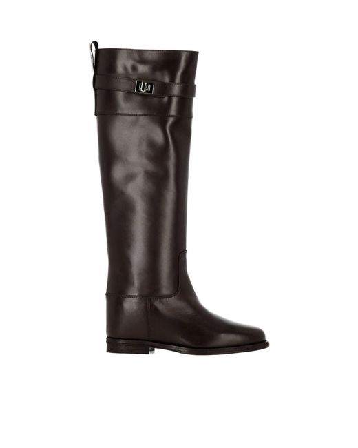 Via Roma 15 Black Logo Plaque Knee-High Boots