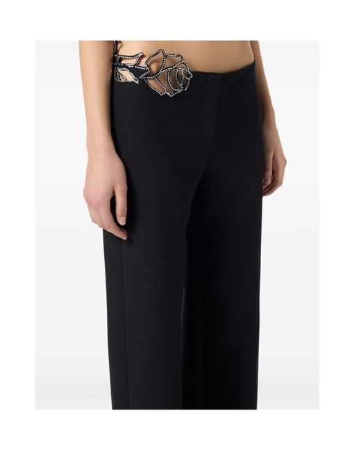 Blumarine Black Lace-Embellished Flared Trousers