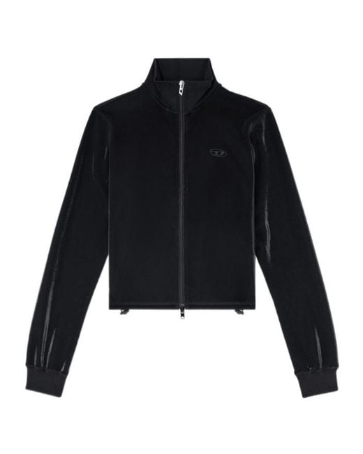 DIESEL Blue Shiny Piquet Effect Zipped Sweatshirt