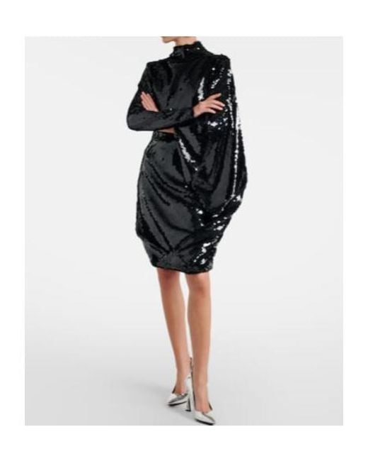 Stella McCartney Black Draped Sequined Minidress