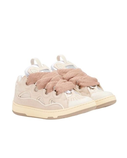 Lanvin Pink Leather Curb Sneakers