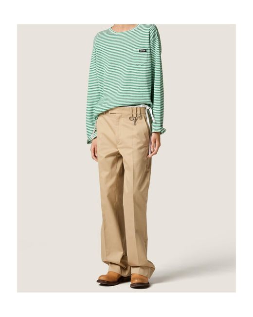 Miu Miu Green Striped Pocket Knitted Top