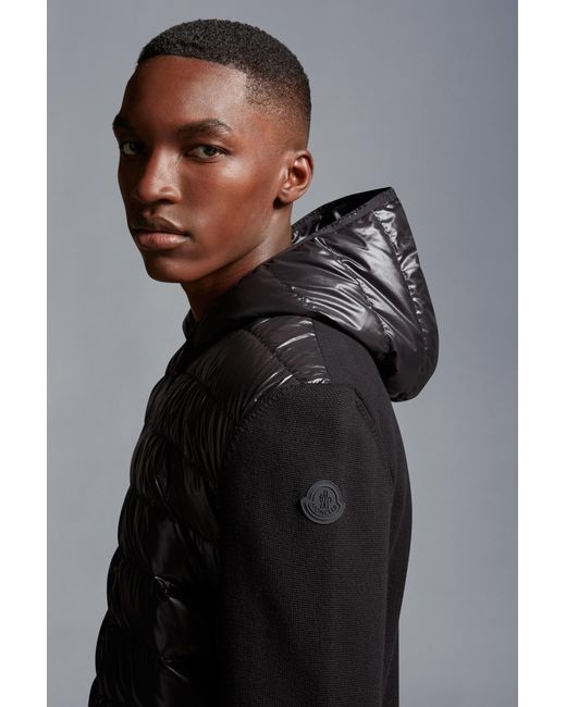 Moncler Black Zip-Up Padded Hoodie for men