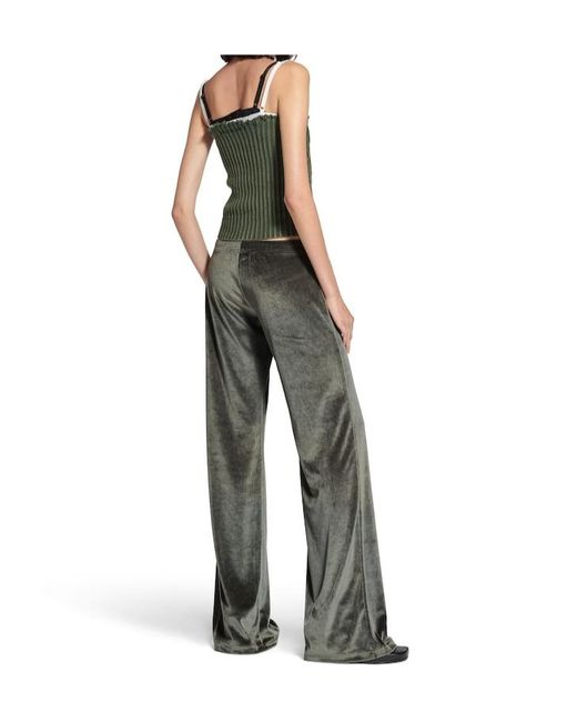 Balenciaga Gray Velvet Flared-Leg Pants
