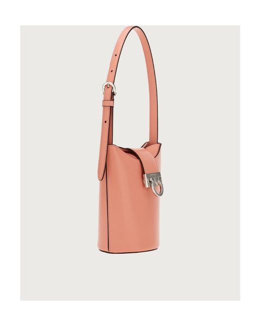 Ferragamo White Ferragamo Trifolio Logo Engraved Shoulder Bag