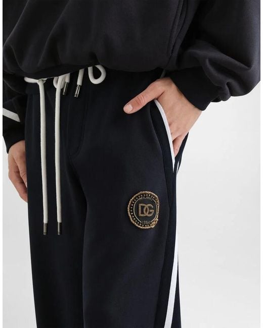 Dolce & Gabbana Black Cotton Fleece Jogging Trousers for men