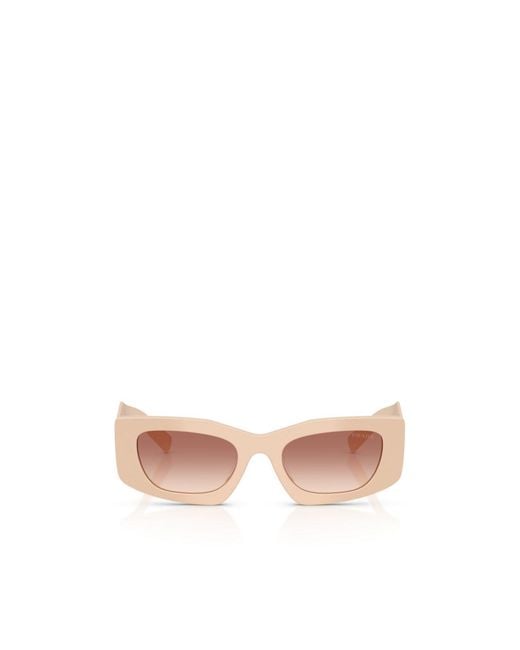 Prada Pink Eyewear Triangular Logo Butterfly Frame Sunglasses