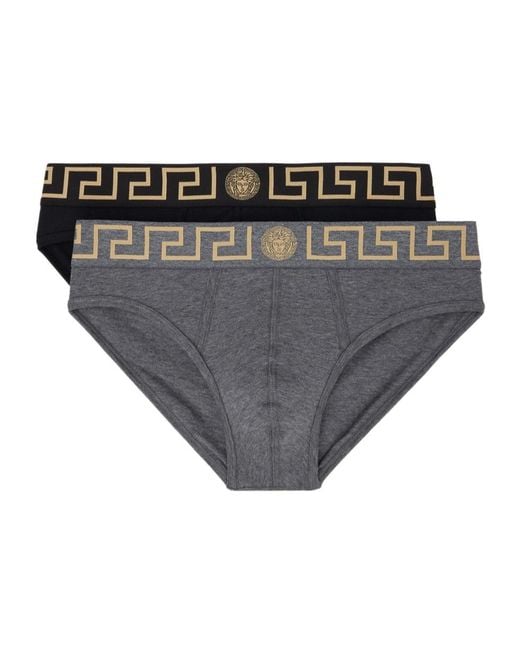 Versace Gray Greca-Detailed Pack Of Two Boxer Briefs for men