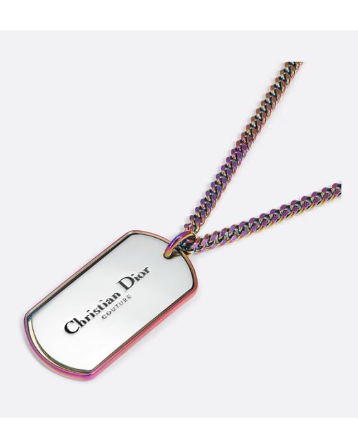 Dior White Cd Couture Plate Pendant Necklace for men