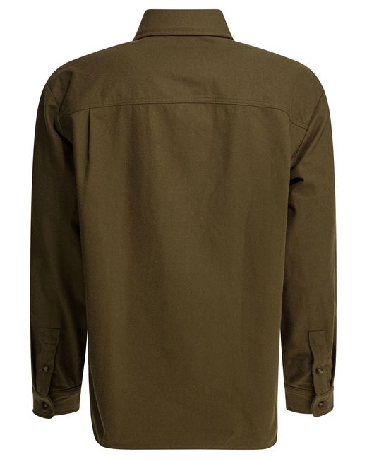 A.P.C. Green Long-Sleeved Buttoned Overshirt for men