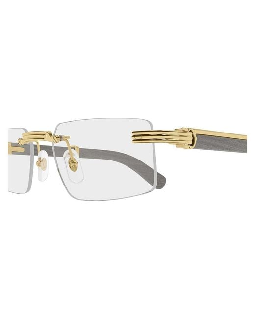Cartier White Rimless Rectangle Frame Glasses for men