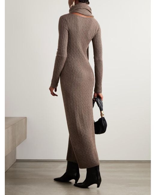 Cult Gaia Brown Natacha Cable-Knit Wool And Cashmere-Blend Dress
