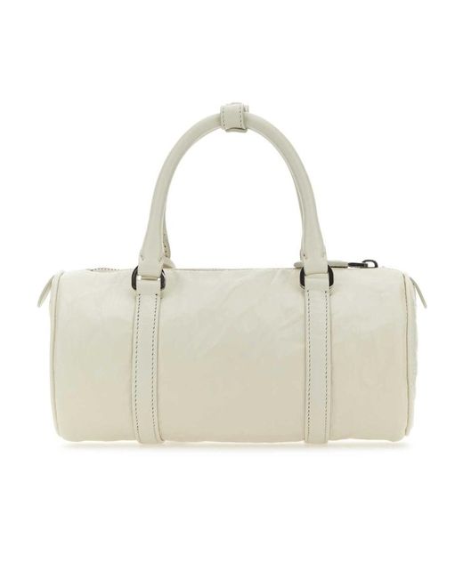 Prada Natural Logo-Plaque Top Handle Bag