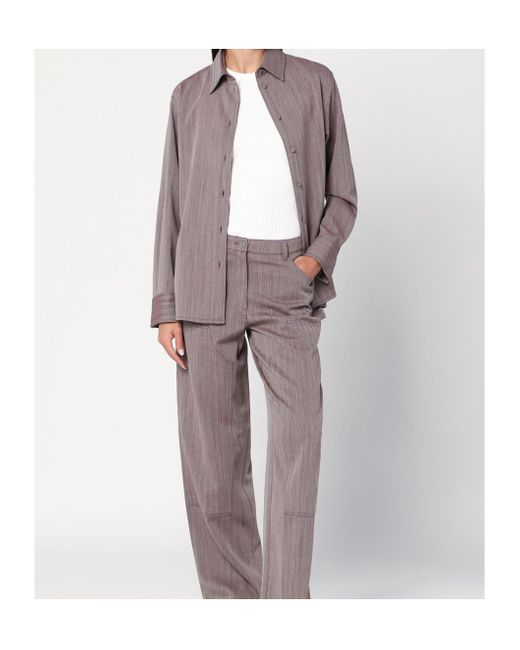 Golden Goose Deluxe Brand Gray Striped Straight Hem Shirt