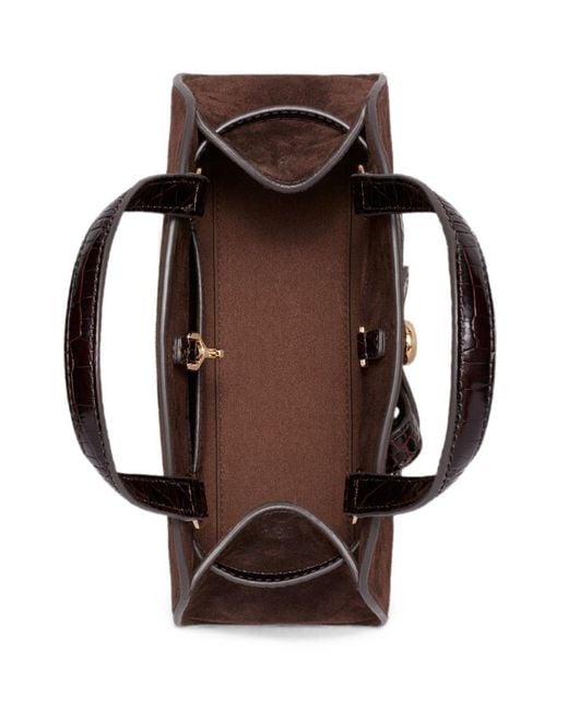Tory Burch Brown Croc-Effect Suede Tote Bag