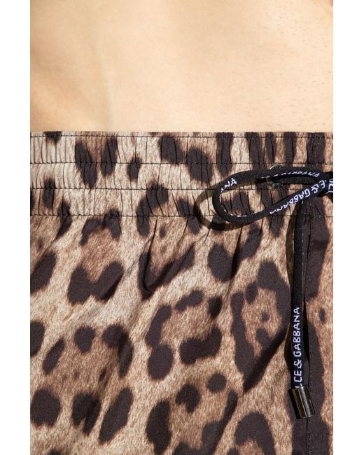 Dolce & Gabbana White Leopard Printed Swim Shorts for men