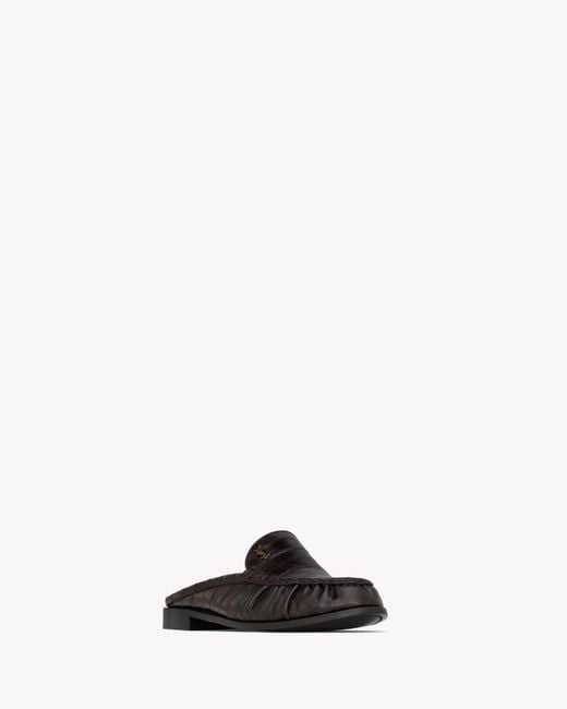 Saint Laurent Brown Le Loafer Logo Plaque Slip-On Mules for men
