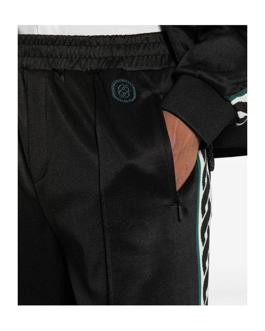Drole de Monsieur Black Side-Stripe Track Pants for men