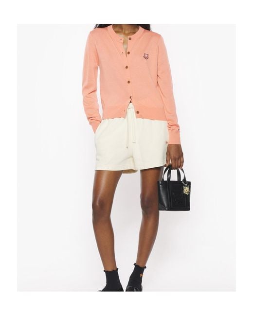 Maison Kitsuné Pink Bold Fox Head Patch Regular Cardigan