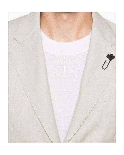 Lardini White Notched-Lapel Single-Breasted Suit