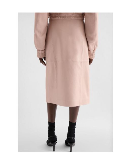 Jil Sander Pink Midi Leather Skirt
