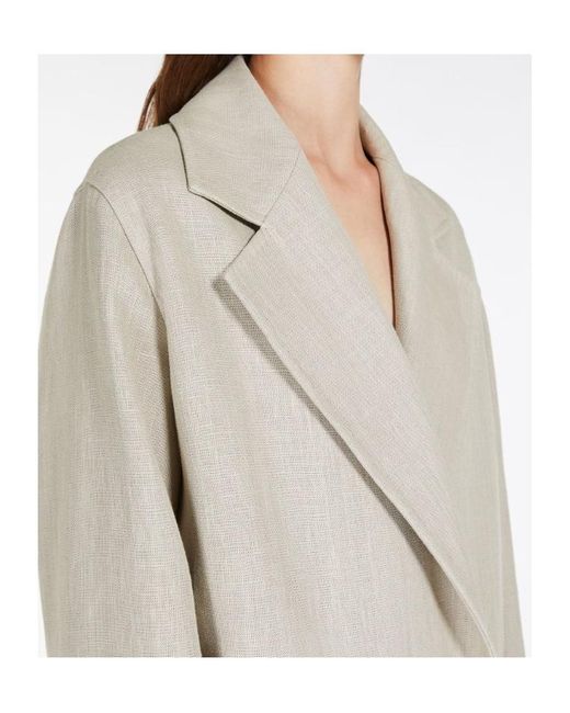 Max Mara White Double-Breasted Long-Sleeved Coat
