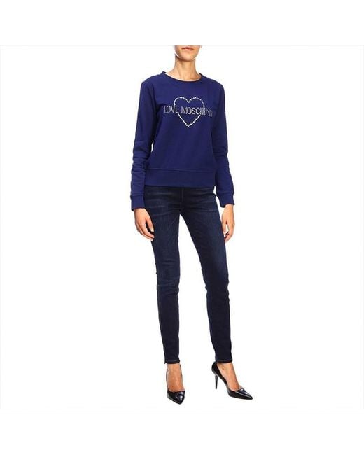 Moschino Blue Logo Details Sweater