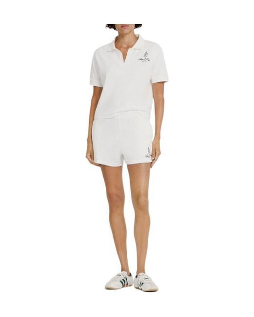 Sporty & Rich White Vendome Cotton Terry Shorts