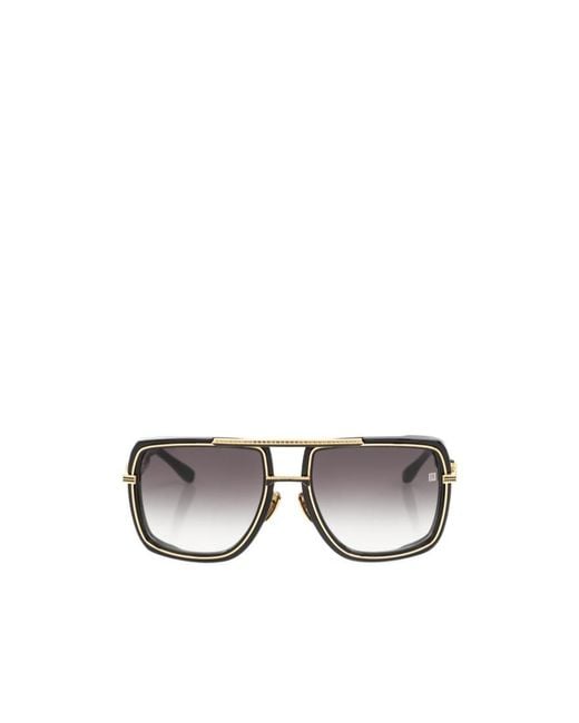 Balmain Metallic Eyewear Soldier Square Frame Sunglasses for men