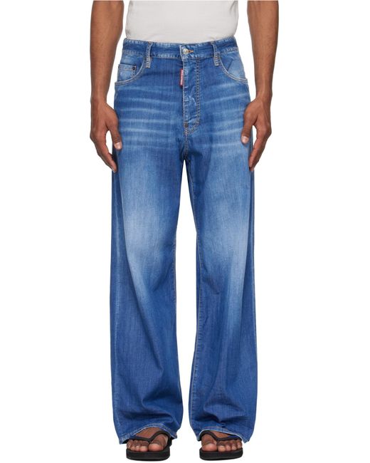 DSquared² Blue Summer Lovers Medium Wash Loose Jeans for men